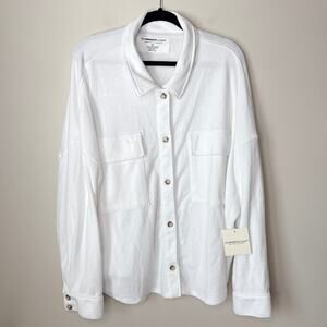 NEW NWT The Sweatshirt‎ Project 3X White Button Up Long Sleeve Sweatshirt